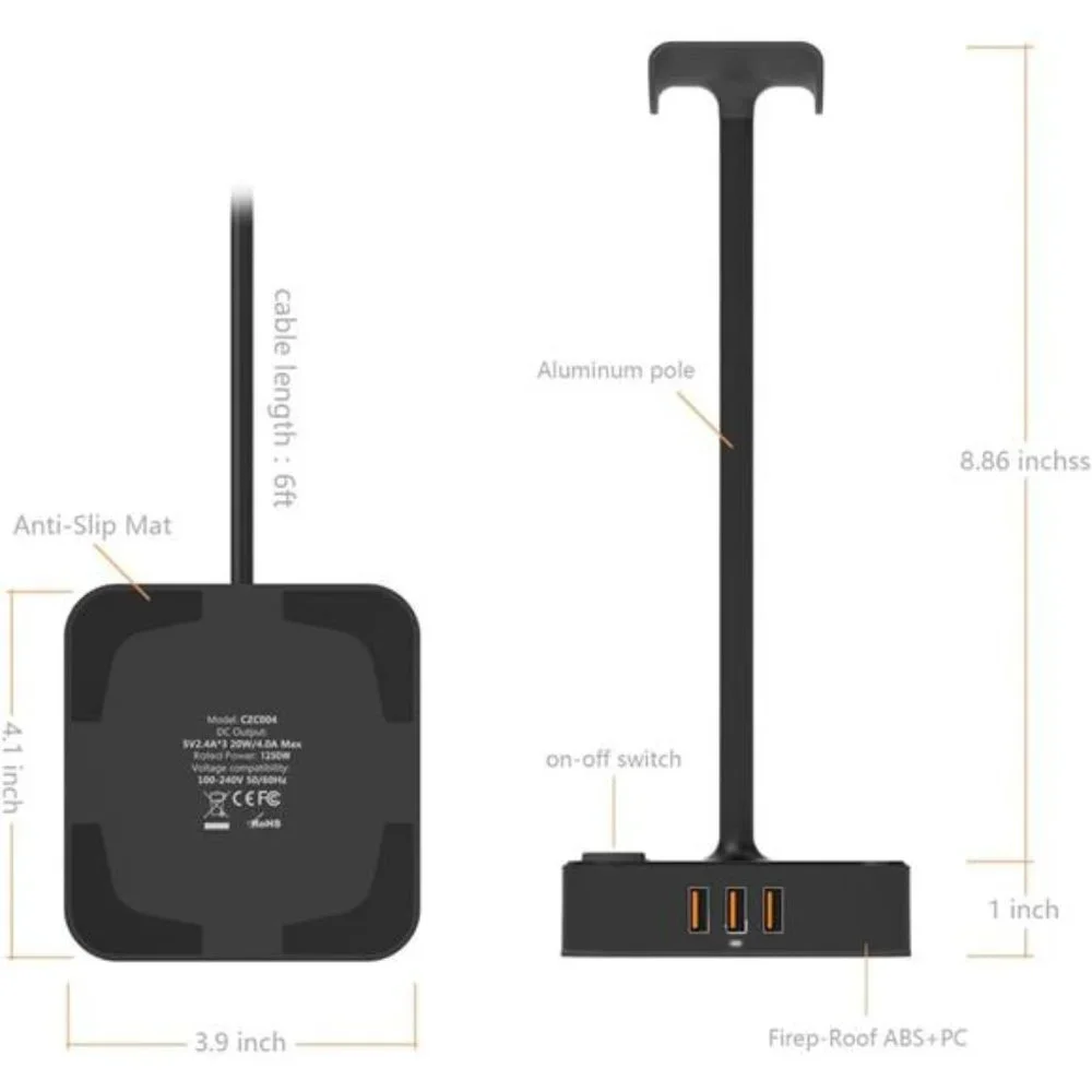 Headphone Stand w/ USB Charger Desktop Gaming Headset Holder Hanger Gaming Gift